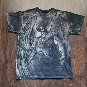MMA Elite Shirt Adult Medium Black Sports Winged Angel Devil Gothic Grunge